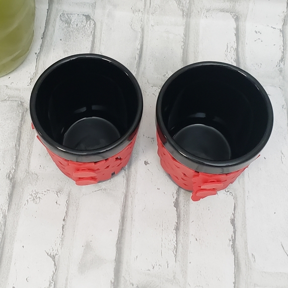 Set of 2 Black/Red Make My Day Ceramic Hot Beverage Cups with Silicone Sleeve - Picture 3 of 9
